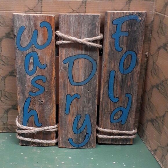 "Wash, Dry, Fold"  Hand made wood decor. - Picture 1 of 7
